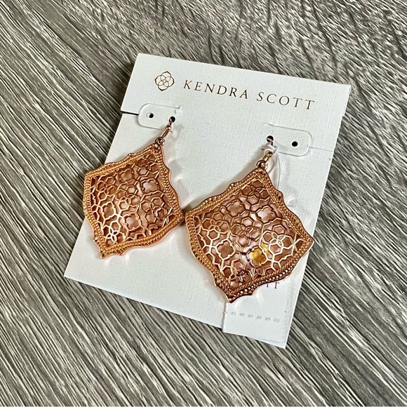 Kendra Scott Kirsten Rose Gold Filigree Dangle Earrings NWT - Picture 5 of 10